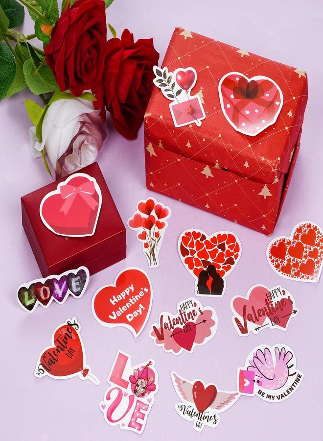Fengek Valentines Day Stickers - 100 Pcs Heart-Shaped Stickers for Water Bottles & Scrapbook Decor - Image 4
